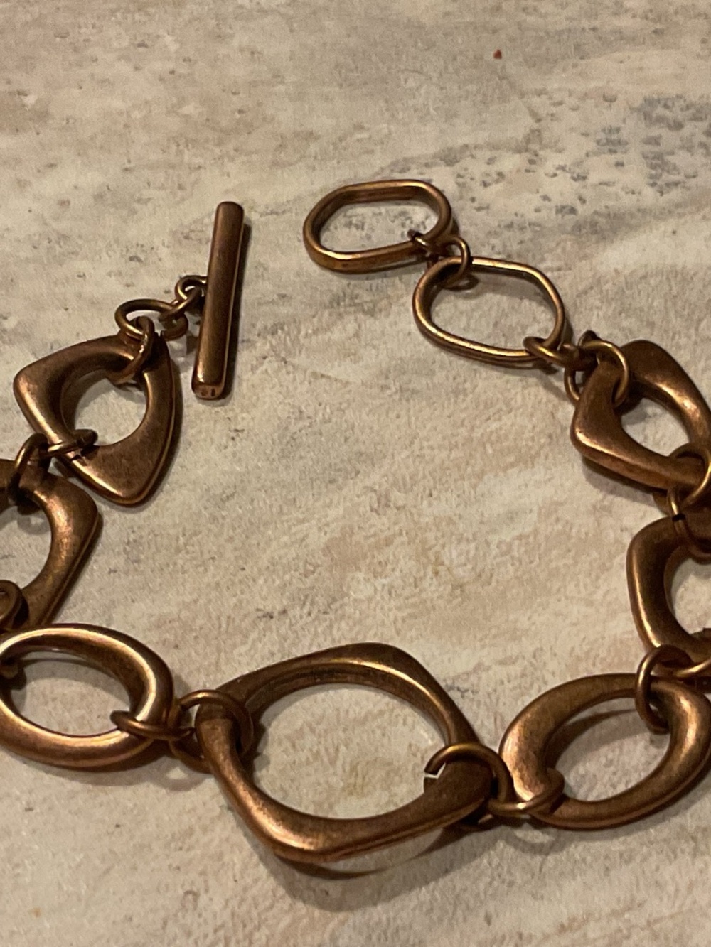 Premier Designs Copper Bracelet Geometric links Toggle closure 7-8” vintage